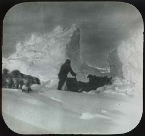 Image: Man with Sledge on Polar Ice